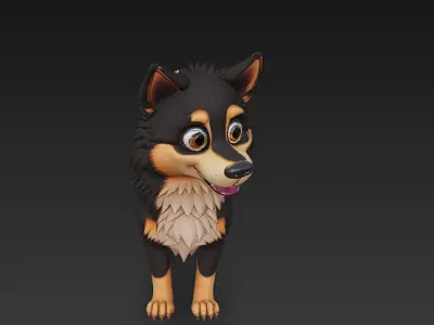 Dog Realistic 3D Model Basic - Low Poly Realistic  Low-poly 3D model