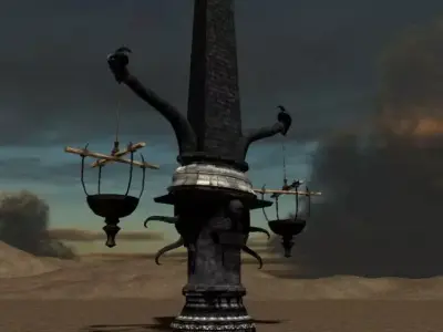 Massive Fantasy Torchholder Low-poly 3D model