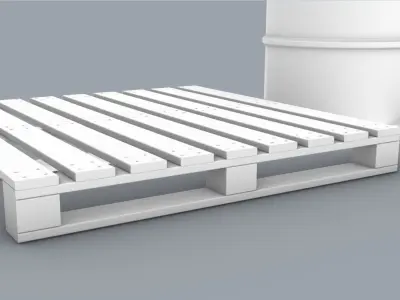 Oil Barrel and Wooden Pallet Set Low-poly 3D model