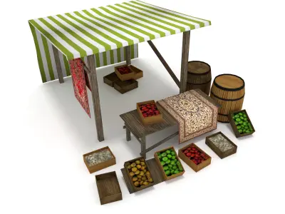 Medieval Marketplace  Low-poly 3D model