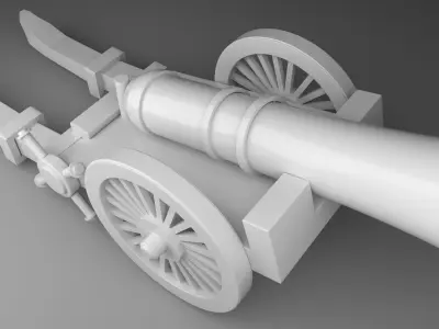 Cannon wooden Low-poly 3D model purchase