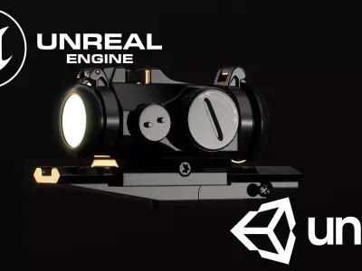 Micro Red Dot Scope Low-poly 3D model