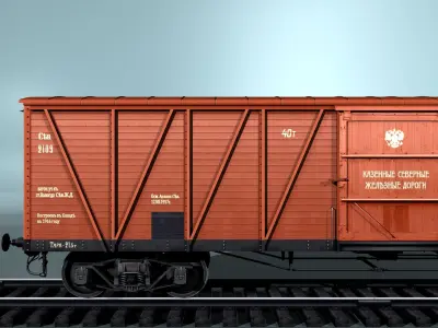covered cargo boxcar Low-poly 3D model