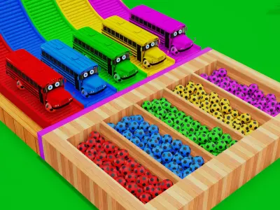 School Bus Attacked by color Gun 3D model