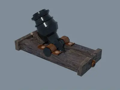 Ship howitzer cannon 64lb - 3D Model - Low-poly 3D model