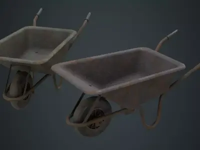 Wheelbarrow 1C Low-poly 3D model