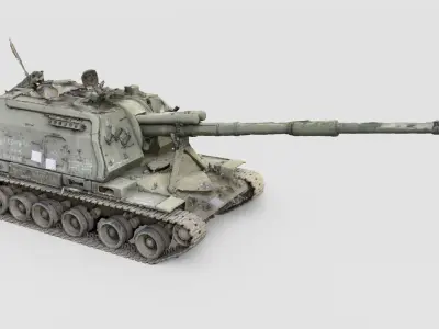 Destroyed 2S19 Msta 152 mm self-propelled howitzer M1990  3D model purchase