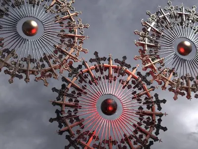 Golden Angel Vortex Ring Sculptures 3D model