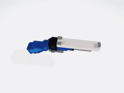 Blue Voxel Gun Low-poly 3D model