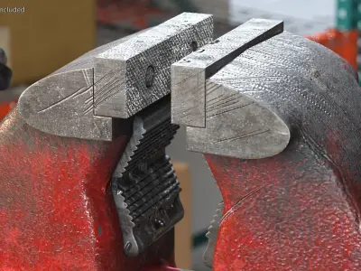 Pipe Bench Vise Dusty Rigged 3D model