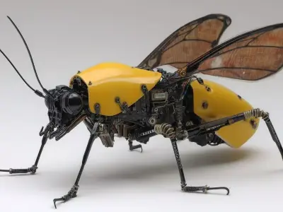 Steampunk Mechanical Bee 3D Model 3D model