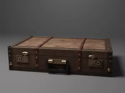Vintage Suitcase PBR Low Poly Game Ready 3D Model Low-poly 3D model