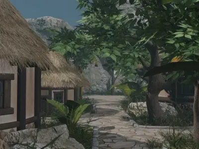 Village In A Rocky Landscape 3D model