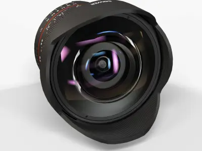Bower 8mm f 3-5 AS IF UMC Fish-eye CS II AE Nikon F mount Lens Low-poly 3D model