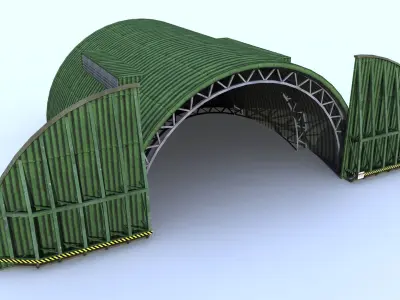 Aircraft Shelter Low Poly - Seamless textures Low-poly 3D model