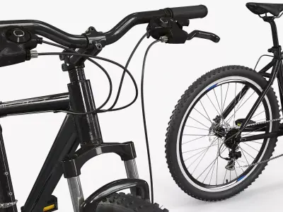 Cross Country Hardtail Bicycle Gray Black Rigged 3D model purchase