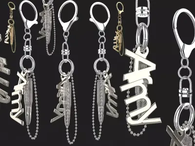 Army Key Tag Low-poly 3D model