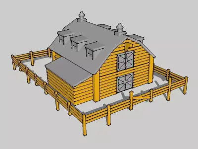Countryside Barn with Fence by Outland Models 3D Printable  3D print model