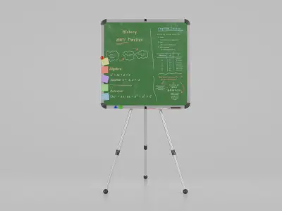Customizable Metal Greenboard with Stand - Square Writing Board Low-poly 3D model