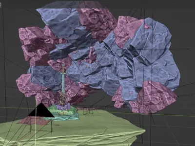 Sword in the stone in cave scene with FX and simple animation 3D model