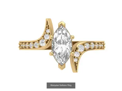Marquise Ring Collaction 3D Model Pack