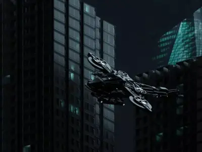 sci-fi seen whit aircraft 3D model