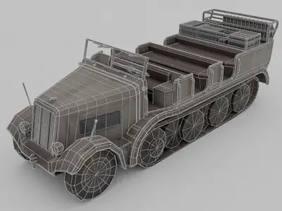 Sd Kfz 7 Famo Heavy Halftrack Low-poly 3D model