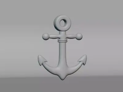 Metallic Ship Anchor Low-poly 3D model