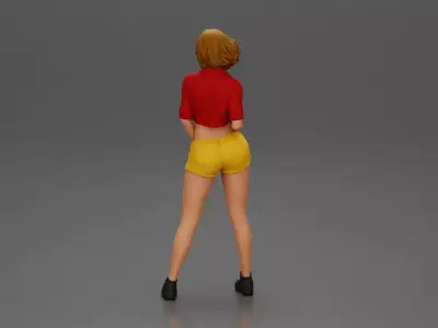 Woman Posing Boldly in Vibrant Summer Streetwear Style 3D print model
