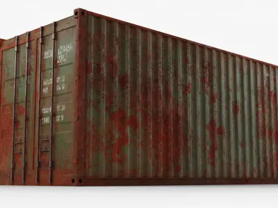 20Ft Cargo Container - Green - Rusted 3D model