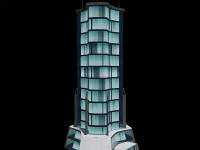 Sci-fi tall mansion Low-poly 3D model