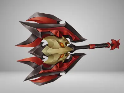 Futuristic Axe Low-poly 3D model 5
