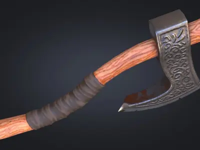 Viking Axe Warrior Melee Weapon for Games Unity Unreal Engine Low-poly 3D model