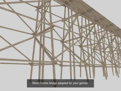 4 Wagon and bridge trestle complete  textures and materials  3D Model Pack