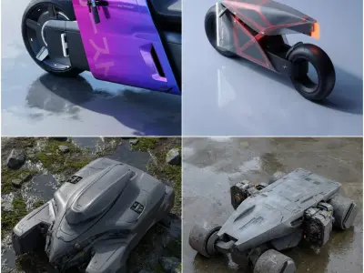 SCIFI GROUND VEHICLES BUNDLE 80-84 - 45 assets 3D model