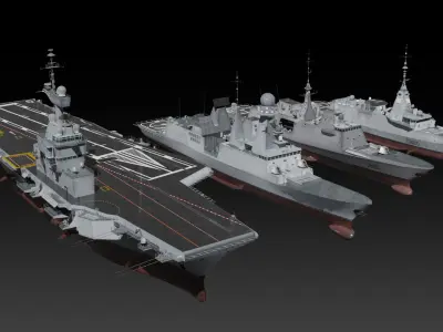 Modern French navy warships 3D Model Pack