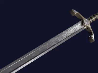 Langsax sword with Excalibur handle Low-poly 3D model