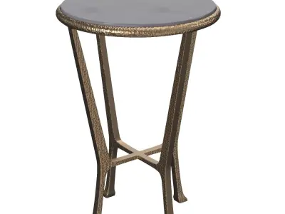 Metalworks Flavio Metal and Stone Antique Gold Accent Table PBR 3D model