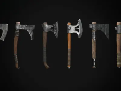 battle axe pack Low-poly 3D model