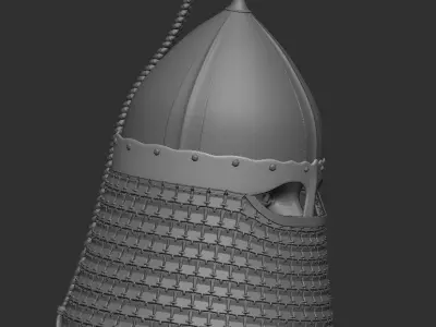 Cuman helmet  with face cover  Low-poly 3D model