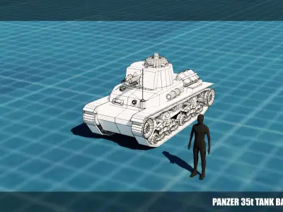 Panzer 35t Tank Base Mesh Low-poly 3D model