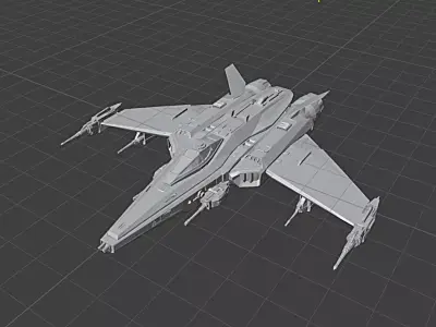 Future Hawk 3D Ship  Low poly Spaceship 3D Model Low-poly 3D model