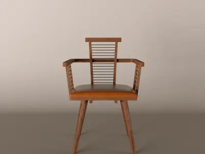 Wooden chair 3D model 5