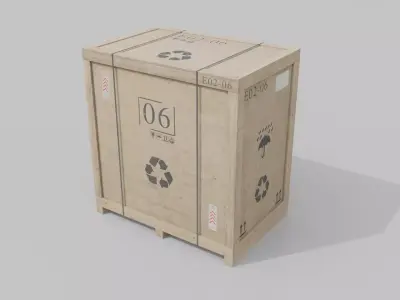 Tall Wide Wooden Crate - Customizable Shipping Box Low-poly 3D model