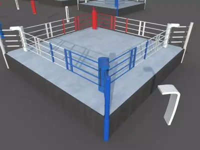 PBR Modular Professional Boxing Rings 20ftx20ft Low-poly 3D model