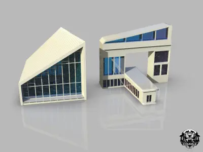 Modern Building Low-poly 3D model 2