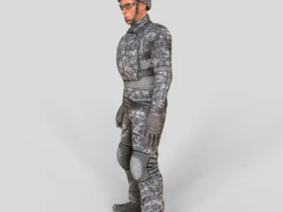 Military Soldier man Realistic Rigged Low-poly 3D model