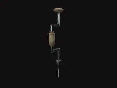 Medieval Bit Brace Drill Low-poly 3D model