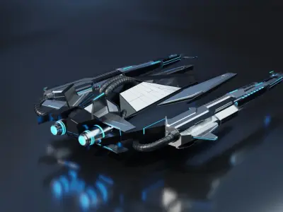 Sci-Fi Fighter Spaceship - mk-74 Low-poly 3D model