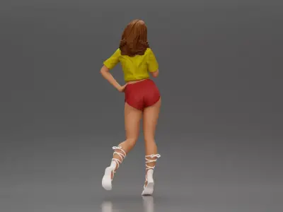 Stylish Woman in Chic Summer Outfit Posing Playfully 3D print model